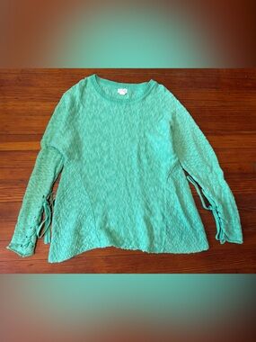 Caslon Mint Green Lace-Up Sleeve Knit Top size small